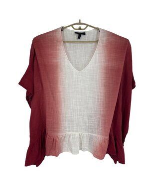 Lane Bryant Red Ombre Gauze Ruffle Hem Oversized Poncho Tunic Size 18/20